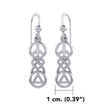 Peace, Celtic Heart and Recovery Silver Earrings TER2170 - Jewelry